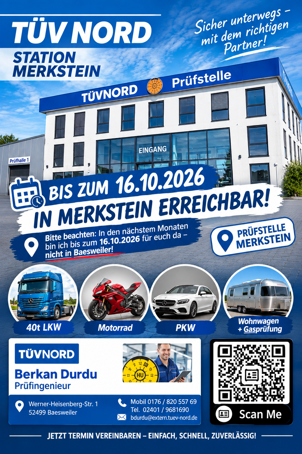 TÜV NORD Prüfstation Merkstein – bis zum 16.10.2026 in Merkstein erreichbar